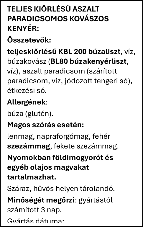 Teljes kiőrlésű kovászos kenyér