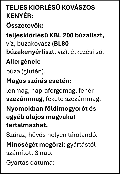 Teljes kiőrlésű kovászos kenyér